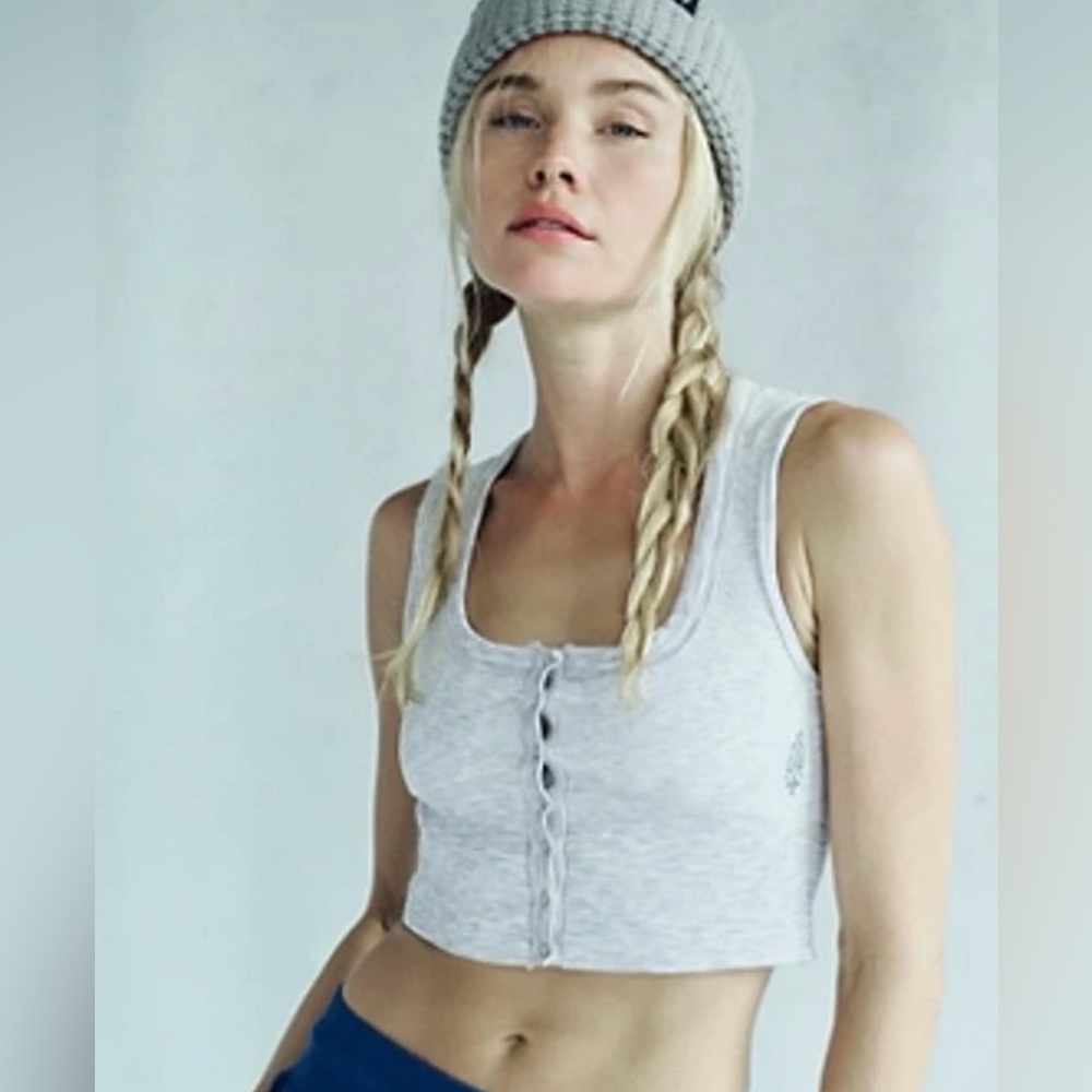 NWOT FP Movement by Free People Gray Cropped Tank Top